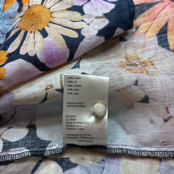 ANTHROPOLOGIE Maeve Moxy Collective Blouse Button Up Watercolor Floral Linen 1X - Picture 9 of 13